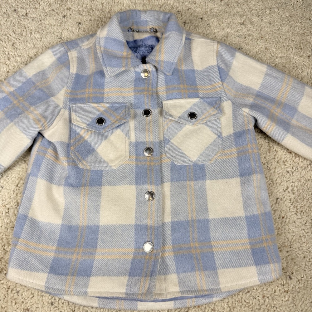 Women's JouJou‎ Blue Plaid Shacket Jacket Coat Medium EUC
